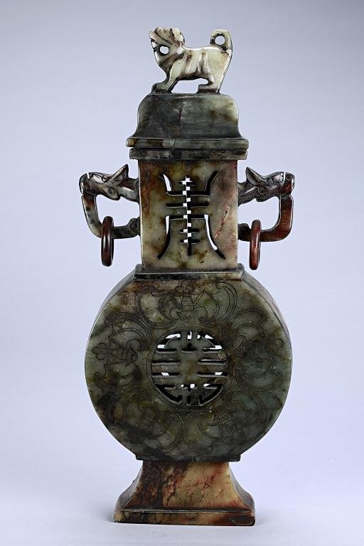 CHINESE CARVED JADE LIKE VASE
