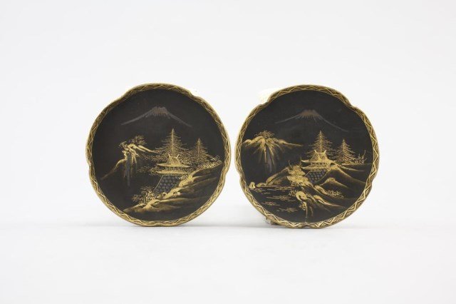 TWO JAPANESE SATSUMA COASTERS WITH GILT PAINTING: Diameter: 3 3/4 In.