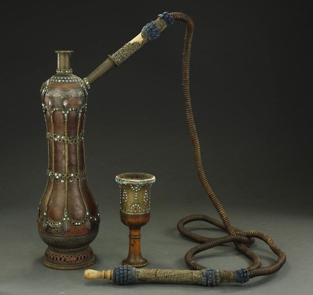 ANTIQUE HOOKAH DECORATED WITH SILVER AND TURQUOISE Aug 10, 2014