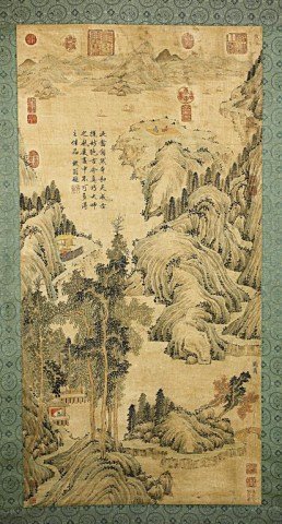 CHINESE LANDSCAPE SCROLL PAINTING: Signature to read Liu Shang. H: 50 in. x W: 25 in.