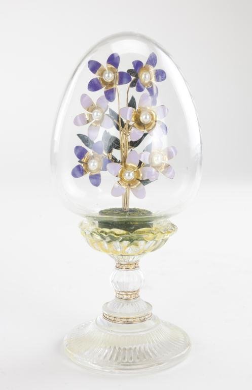 FABERGE RUSSIAN IMPERIAL BOUQUET IN GLASS EGG (1 of 4)
