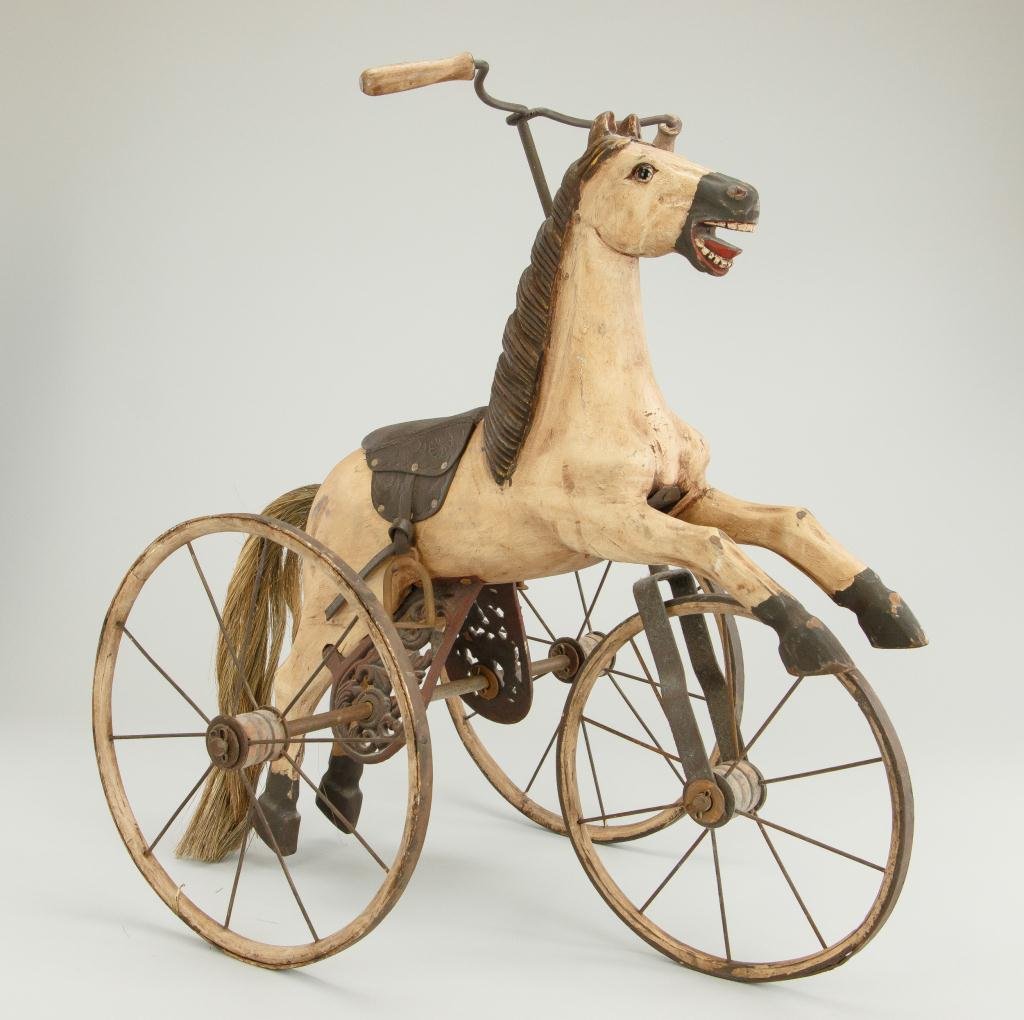 antique wooden horse tricycle