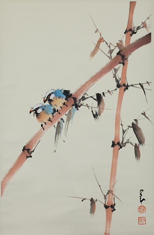 CHINESE SCROLL PAINTING OF TWO BIRDS (1 of 1)
