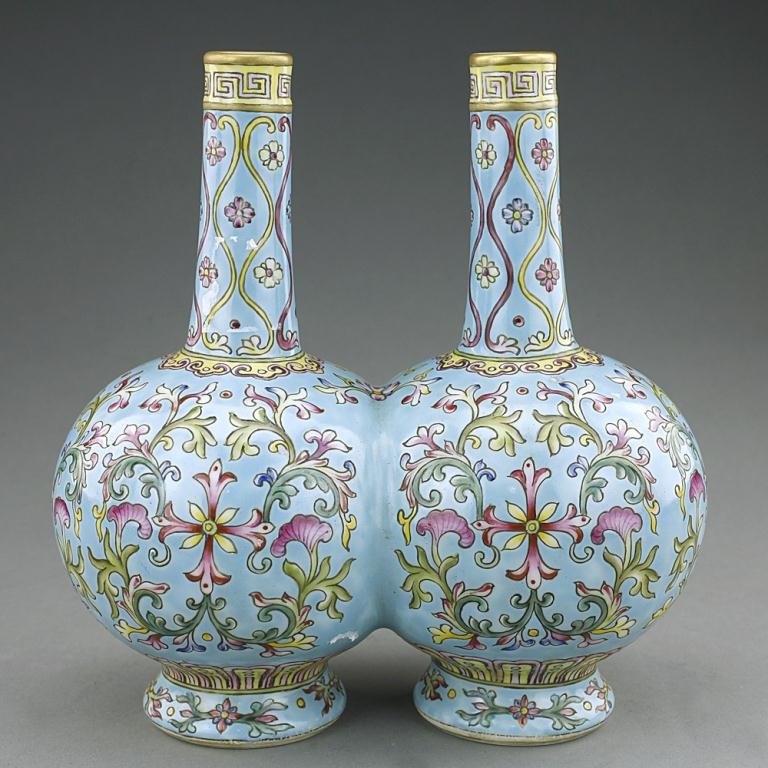 CHINESE FAMILLE ROSE DOUBLE VASE (1 of 5)