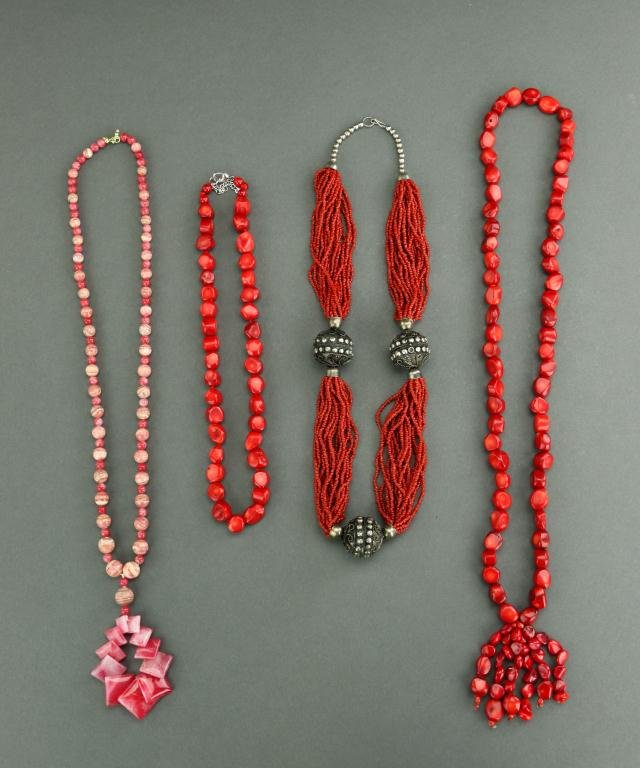 FOUR ASSORTED RED NECKLACES (1 of 1)