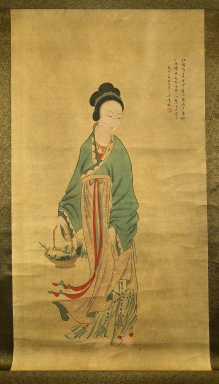 CHINESE SCROLL PAINTING OF A BEAUTY (1 of 2)