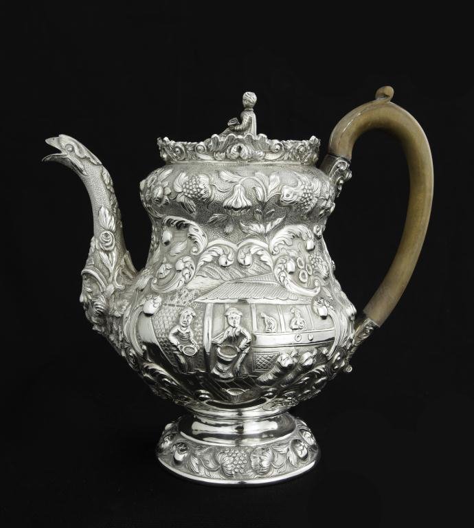 ENGLISH SILVER TEAPOT SIGNED MICHAEL STARKY (1 of 2)