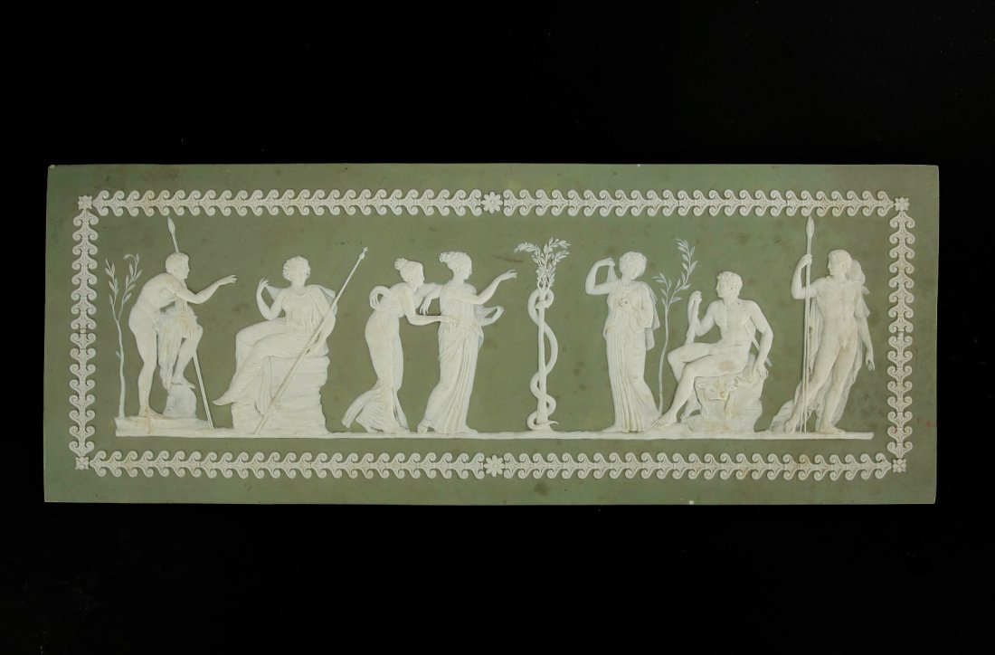 WEDGWOOD JASPERWARE GREEN GROUND PLAQUE (1 of 1)