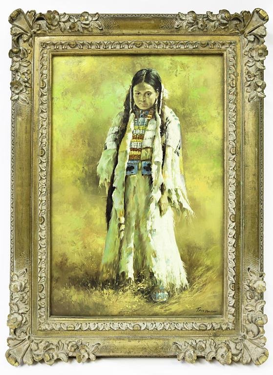 FRAMED OIL PAINTING ON CANVAS OF A YOUNG GIRL (1 of 3)