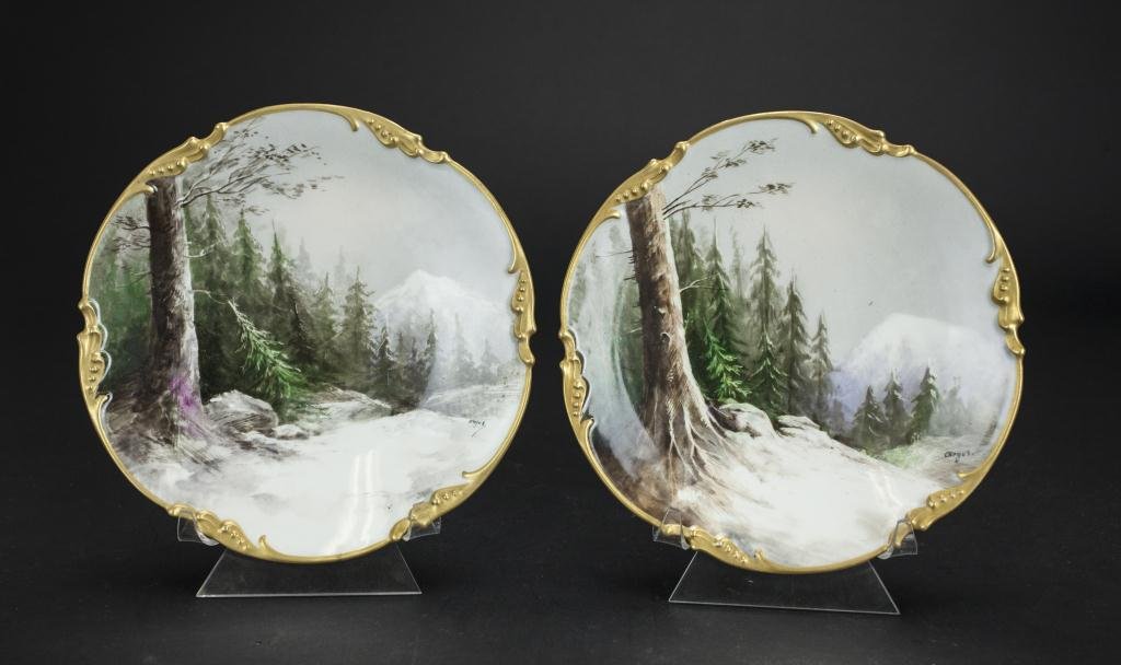 PAIR OF LANDSCAPE HAND PAINTED PLATES (1 of 3)