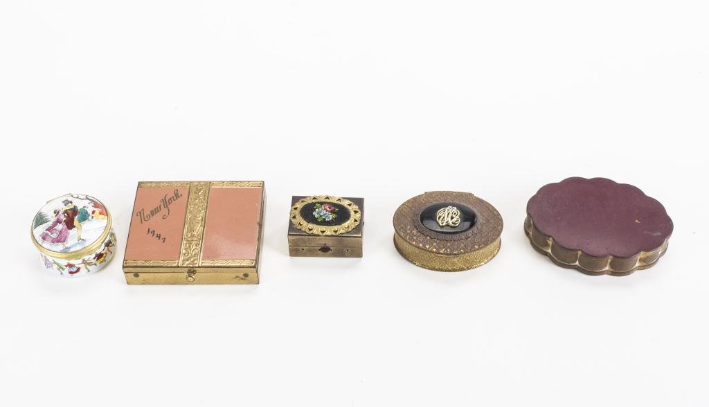 TWO SMALL BOXES AND THREE COMPACTS (1 of 2)