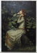PAINTING OF GIRL AT A LILY PAD POND, OIL ON CANVAS
