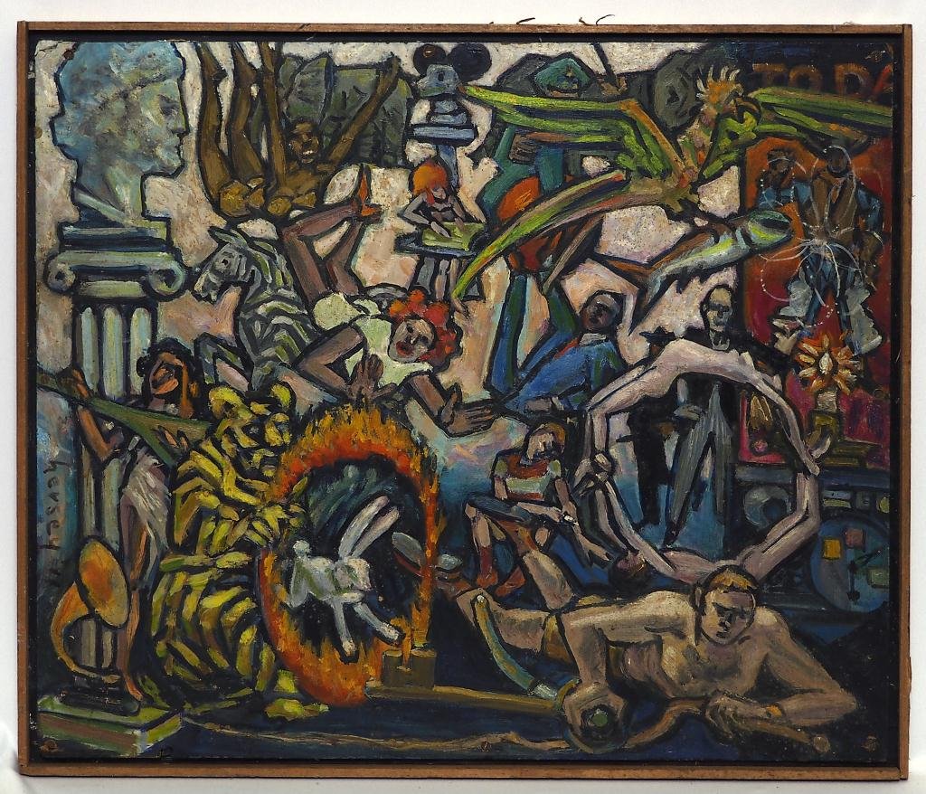 FRAMED OIL ON CANVAS ABSTRACT PAINTING (1 of 2)