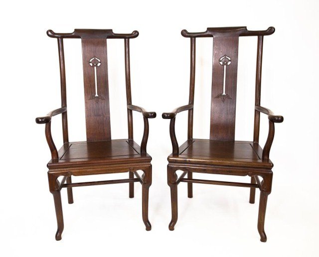 PAIR OF CHINESE CHAIRS WITH RETICULATED BACK (1 of 3)