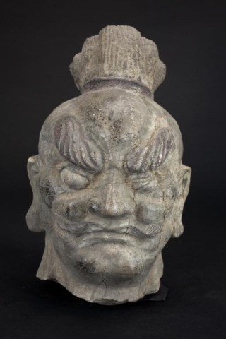 CHINESE LARGE CARVED STONE BUDDHA HEAD (1 of 3)