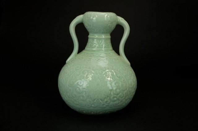 CHINESE CELADON VASE WITH FLORAL MOTIF (1 of 3)