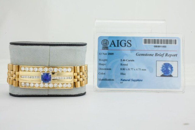 DIAMOND & SAPPHIRE MEN'S BRACELET WITH ROLEX BAND (1 of 10)