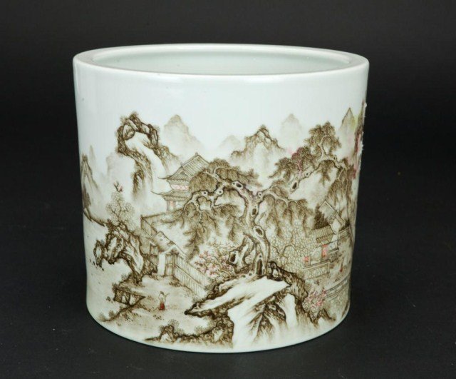 CHINESE BRUSHPOT WITH LANDSCAPE (1 of 3)