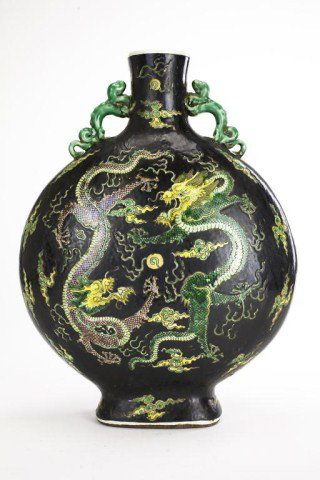 CHINESE BLACK VASE WITH DRAGON (1 of 5)