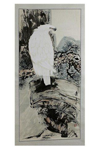 CHINESE SCROLL PAINTING OF A SNOW EAGLE (1 of 3)
