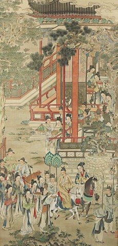 CHINESE SCROLL PAINTING OF ANCIENT PEOPLE (1 of 1)