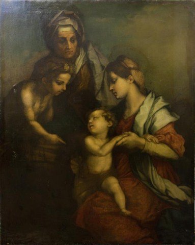 LARGE ANTIQUE RELIGIOUS OIL ON CANVAS PAINTING (1 of 1)