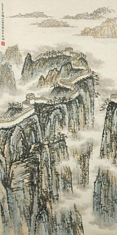 CHINESE SCROLL PAINTING OF THE GREAT WALL (1 of 1)