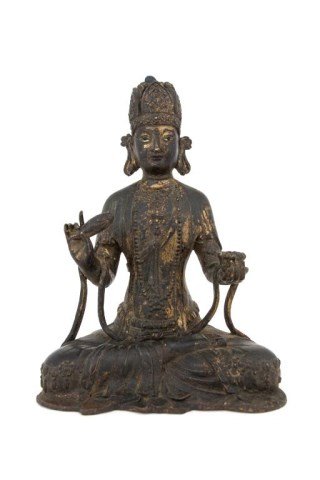 CHINESE BRONZE SEATED BUDDHA STATUE (1 of 3)