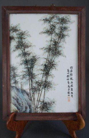 CHINESE FRAMED PAINTED PORCELAIN PANEL (1 of 1)