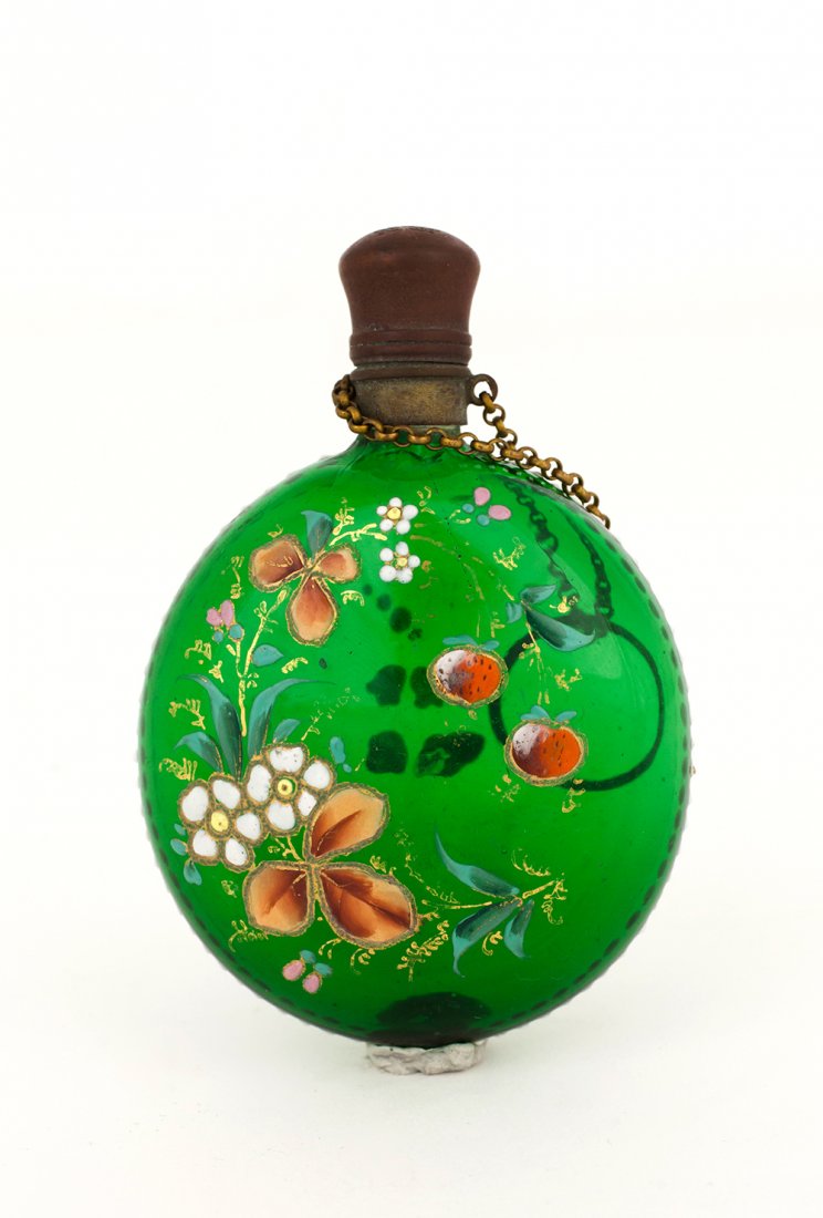 SMALL PAINTED GLASS PERFUME BOTTLE (1 of 1)