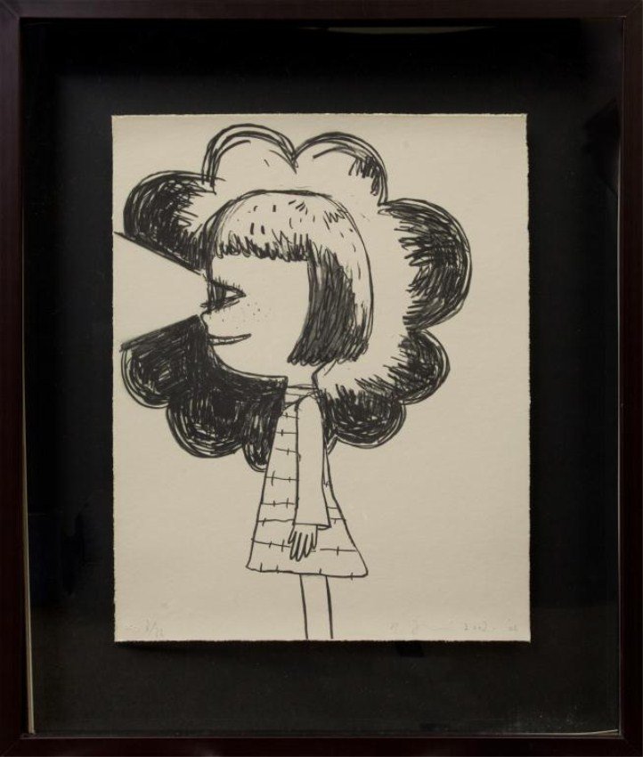 YOSHITOMO NARA 'FLASH GIRL' FRAMED LITHOGRAPH (1 of 1)