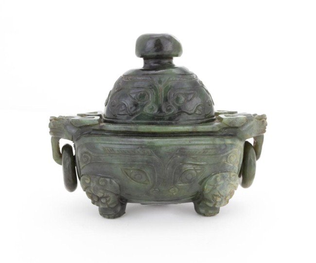 CHINESE SPINACH JADE CENSER (1 of 3)