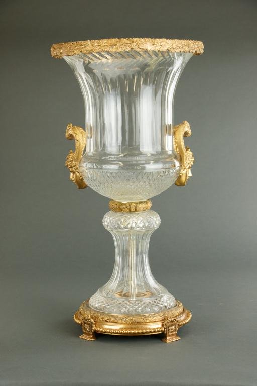 BACCARAT CUT GLASS & GILT BRONZE FLOWER URN (1 of 4)
