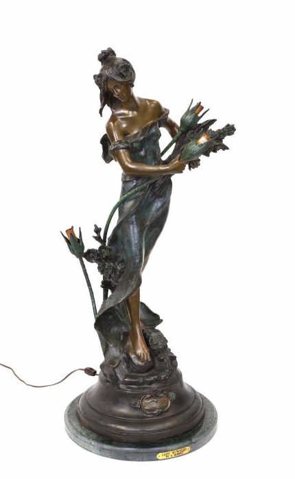 LARGE BRONZE STATUE OF 'LADY WITH WHEAT' (1 of 4)