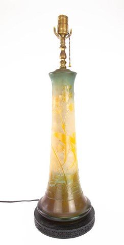 'galle ' GLASS LAMP WITH POND SCENE (1 of 2)
