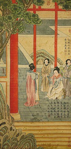 ANTIQUE CHINESE SCROLL PAINTING OF A ROYAL WOMAN (1 of 2)