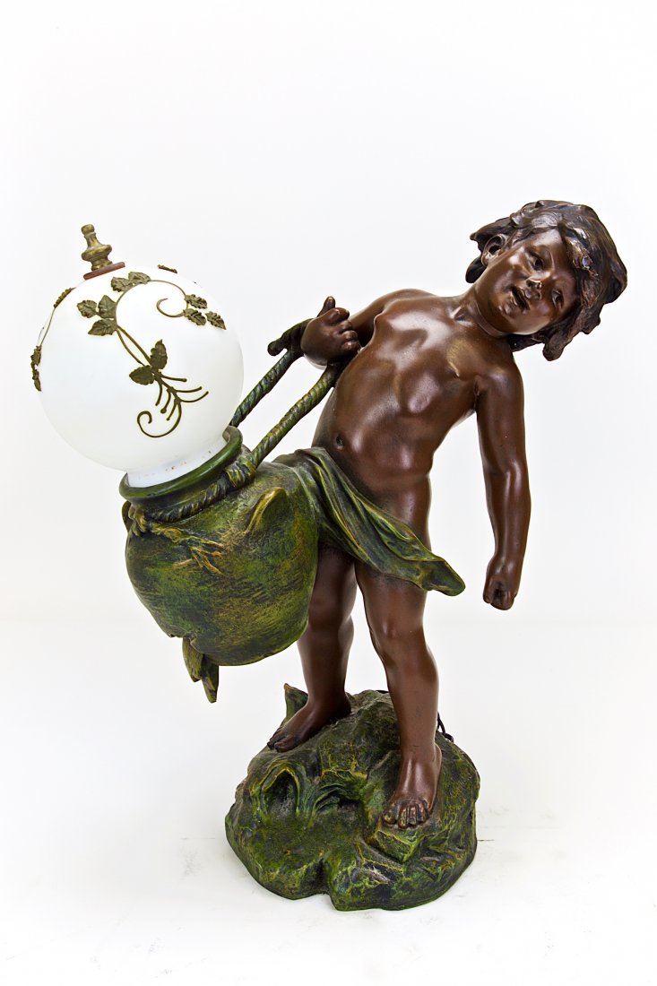 FRENCH CAST LAMP OF A YOUNG BOY (1 of 1)
