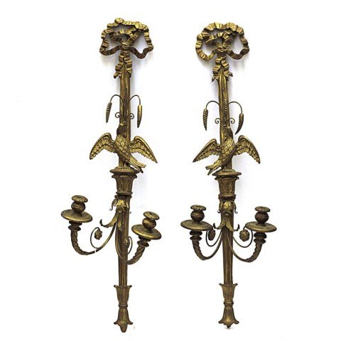 ANTIQUE PAIR OF EUROPEAN GILTWOOD SCONCES (1 of 4)