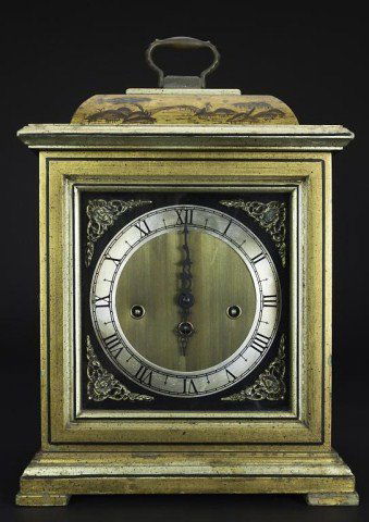 HAND PAINTED WOODEN MANTEL CLOCK (1 of 4)