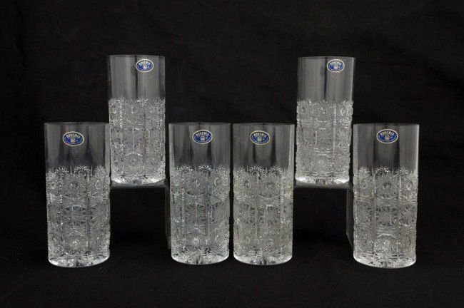 SET OF SIX BOHEMIAN BRILLIANT CUT CRYSTAL CUPS (1 of 1)