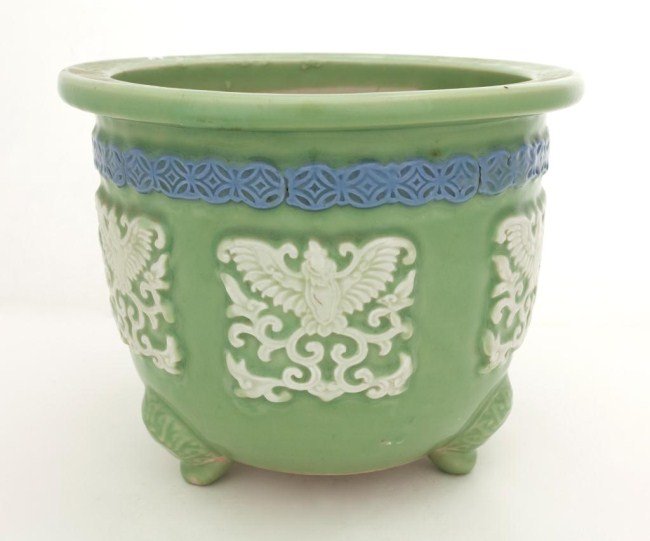 CHINESE CELADON TRIPOD JARDINIERE (1 of 2)