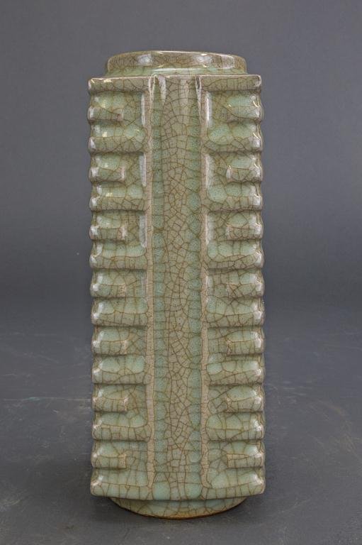 CHINESE CELADON CRACKLE GLAZE "CONG"  VASE (1 of 1)