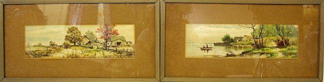 PAIR OF FRAMED WATERCOLOR PAINTINGS (1 of 1)
