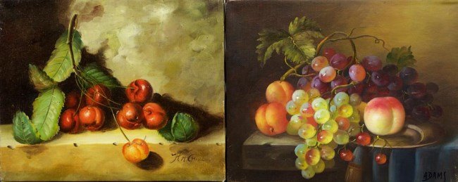 TWO SMALL STILL LIFE OIL ON CANVAS PAINTINGS (1 of 2)