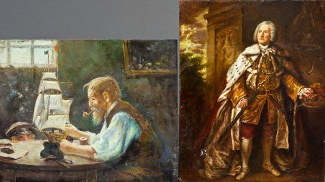 TWO SMALL PORTRAIT OIL PAINTINGS ON CANVAS (1 of 1)