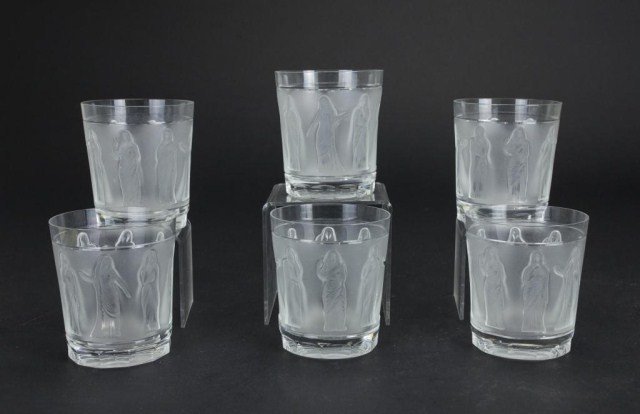 SIX FRENCH LALIQUE FROSTED GLASS CUPS (1 of 4)