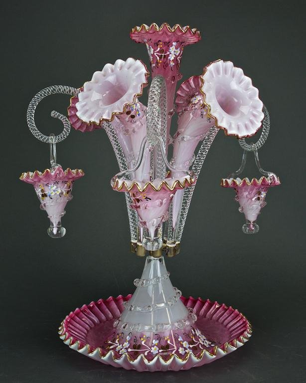 PINK VICTORIAN STYLE GLASS EPERGNE (1 of 1)