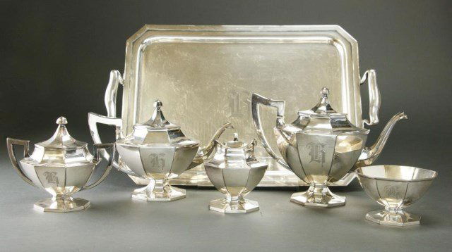 SIX-PIECE WILCOX SILVER PLATED COFFEE SET (1 of 6)