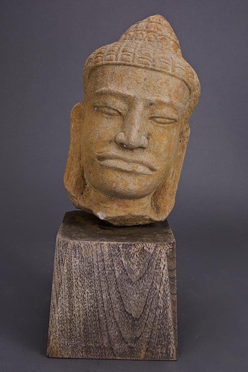 ANTIQUE CARVED TIBETAN STONE BUDDHA HEAD (1 of 1)