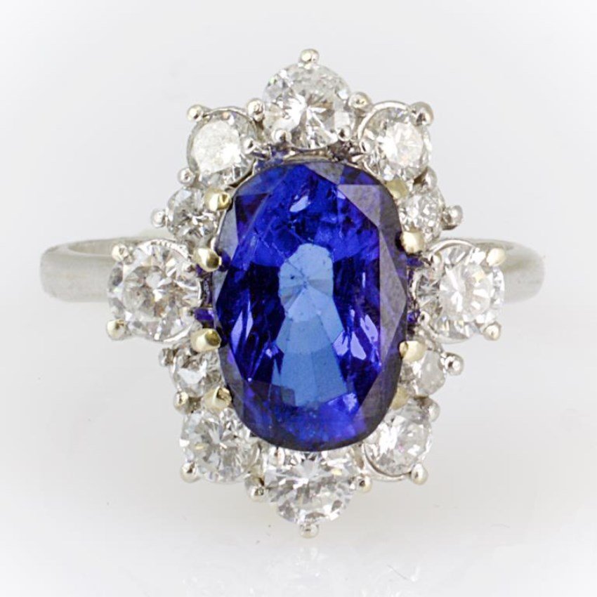 ANTIQUE 18K WHITE GOLD SAPPHIRE & DIAMOND RING (1 of 1)